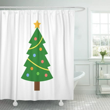 PKNMT Green Christmas Tree Star Flat for Apps and Websites Shower Curtain 60x72 (Best Christmas Shopping Websites)