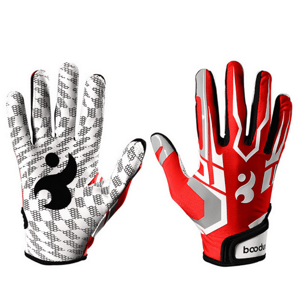 Clearance! beishanbush Gloves Youth Football Gloves Silicone Grip Red/White Size S/M/L S Red