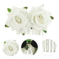 thumbnail image 3 of Unique Bargains 1 Pc Women's Portable Simulated Flowers Hair Clip Comb for Parties White Polyester Fabric Iron, 3 of 4