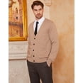 thumbnail image 3 of Kallspin Men's Cardigan Sweater Wool Blend V Neck Buttons Cardigan with Pockets(Coffee, 3X-Large,Tall), 3 of 10