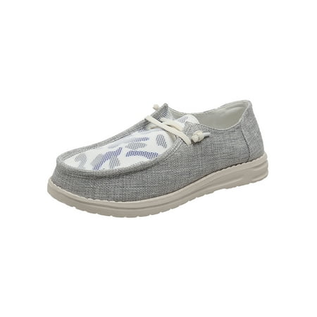 

Woobling Ladies Loafers Comfort Boat Shoe Lace Up Casual Shoes Womens Flats Lightweight Slip On Comfortable Gray 5.5