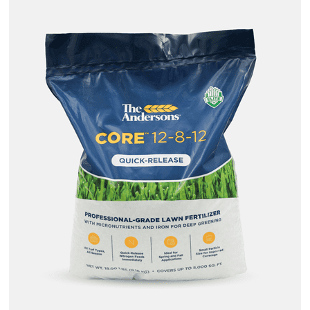 The Andersons Core 12-8-12 Professional-Grade Quick-Release Lawn Fertilizer - 18 lbs. Covers up to 5,000 sqft.