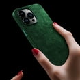 thumbnail image 4 of Phone Case for Apple iPhone 14, Vintage Handmade Fully-Wrapped Synthetic Suede Cover, Compatible with Magsafe Wireless Charging Shockproof Anti-scratch for iPhone 14, Darkgreen, 4 of 11