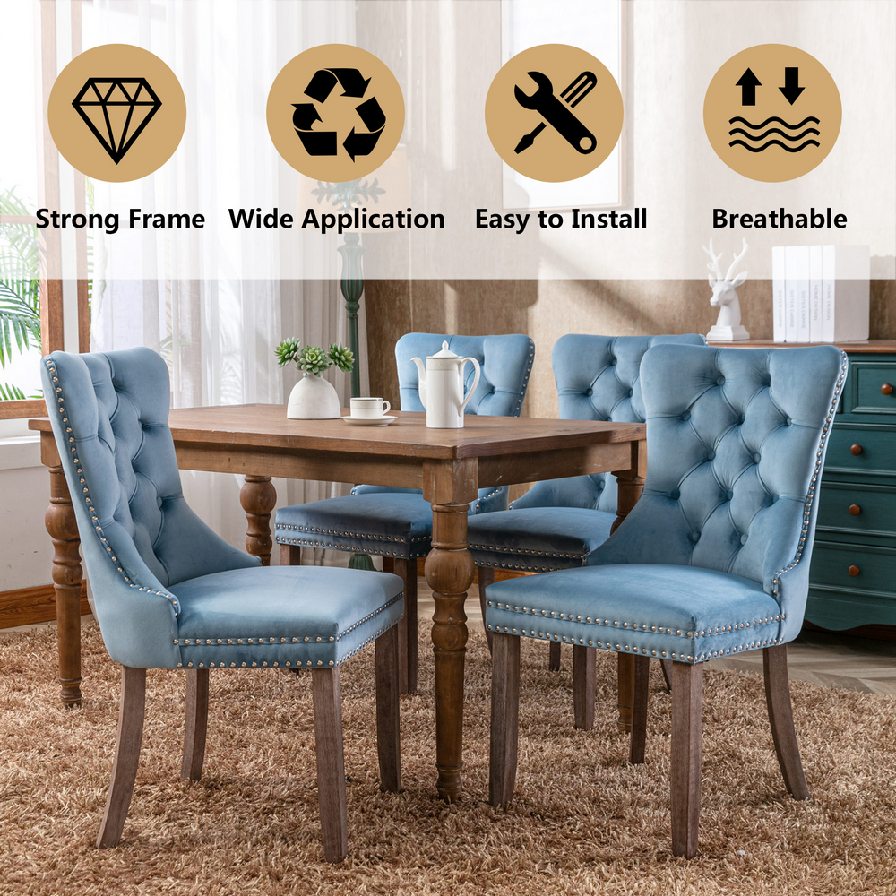 thumbnail image 5 of Bocarali Modern Upholstered Dining Chairs Set of 2, 2 Velvet Kitchen Dining Room Chairs with Nailhead Trim for for Living Room, Bedroom, 5 of 6
