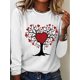 thumbnail image 1 of Valentine's Day Women's Heart Tree Graphic Long Sleeve T-Shirt - Casual Round Neck, 100%cotton WhiteCamisetas para mujer, lindas camisetas con estampado gráfico, de manga corta, estilo casual, para ve, 1 of 5
