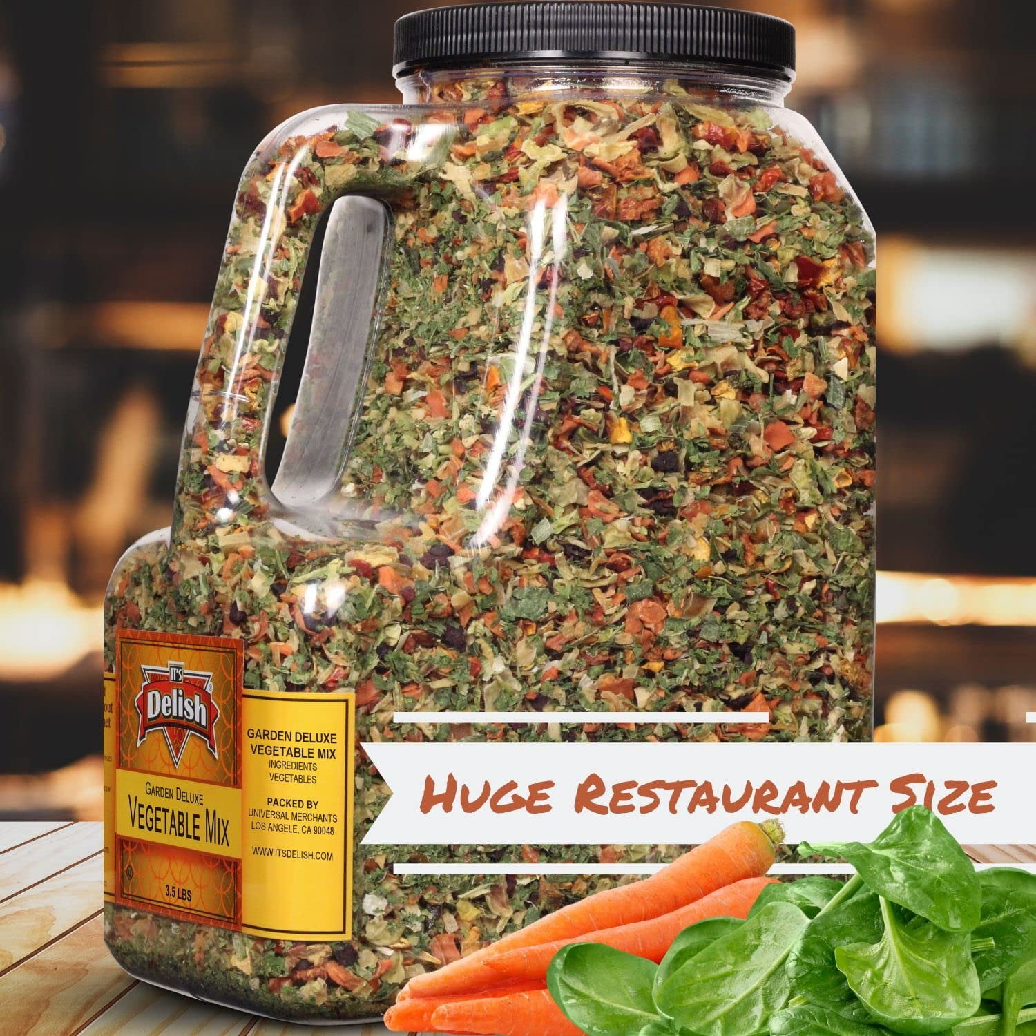 Garden Deluxe Vegetable Soup Mix by Its Delish, 3.5 LB Gallon Size Jug  16 Natural Dehydrated Vegetables for Ramen Noodles, Soup Greens with Beets  Freeze Dried Veggie Blend  No MSG, Vegan, Kosher