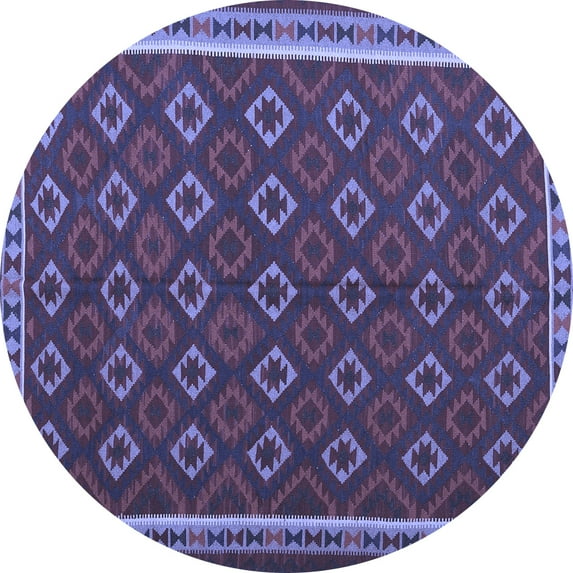 Ahgly Company Indoor Round Oriental Blue Traditional Area Rugs, 8' Round