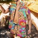 thumbnail image 2 of Conjunto casual de blusa y pantalones de playa de manga corta con estampado de botones para hombre Pompotops oipoqjl36082, 2 of 5