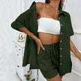 thumbnail image 5 of ZJXFGS Linen Short Sets for Women Beach Vacation Outfits Lounge Tracksuits Fashion Cardigan Short Sleeve Shorts 2 Piece Set Woman Dark Gray 3XL, 5 of 6