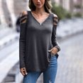 thumbnail image 4 of gakvbuo Plus Size Pullover Sweaters For Women Long Sleeve Sweatshirts Fall Tunic Tops Women Casual Long SleeveＶ-Neck Zipper Hollow Out T-Shirt Blouse Tops, 4 of 6