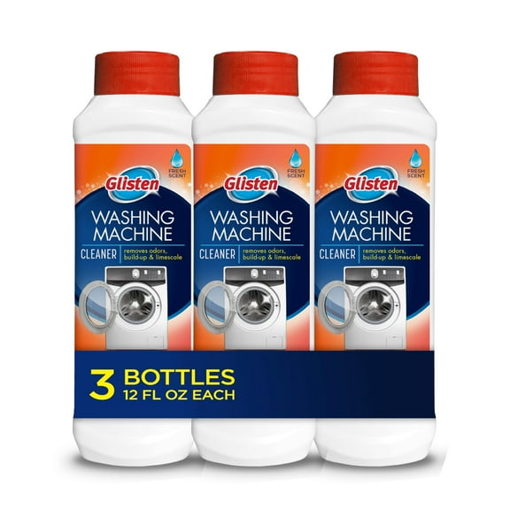 Glisten Washing Machine Cleaner, Helps Remove Odor, Buildup, and Limescale, Fresh Scent, Made in the USA, 12 Ounce Bottle, 3-Pack