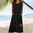 thumbnail image 4 of Nmnitkp Women's Summer Dresses Casual Floral Sleeveless Boho Dress Flowy A Line Plus Size Dress Long Maxi Beach Sundress Vacation Outfits, 4 of 5