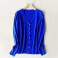thumbnail image 4 of NIUREDLTD Women's Cardigan Classic Button Down Long Sleeve V Neck Soft Knit Sweater Cardigan Sweaters For Women Blue L, 4 of 6