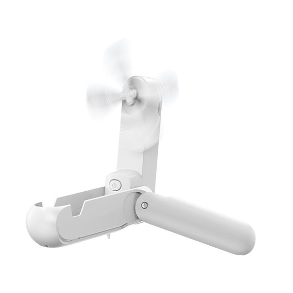 Fzaqwen Hand Held Fan Folding with Phone Holder Rechargeable Desk Table Fan Small Pocket White