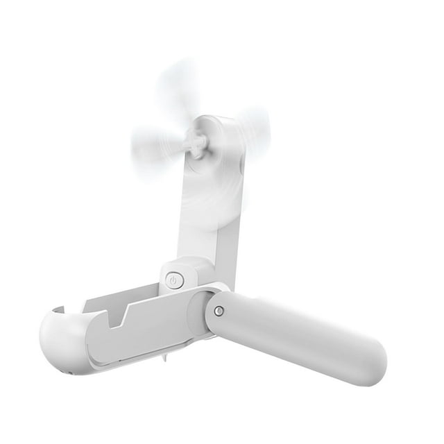 Ventilador Portátil de Mano Mini Ventilador de Mano Recargable Por USB con Linterna con Soporte para Teléfono Ventilador de Escritorio Ventilador de B Blanco