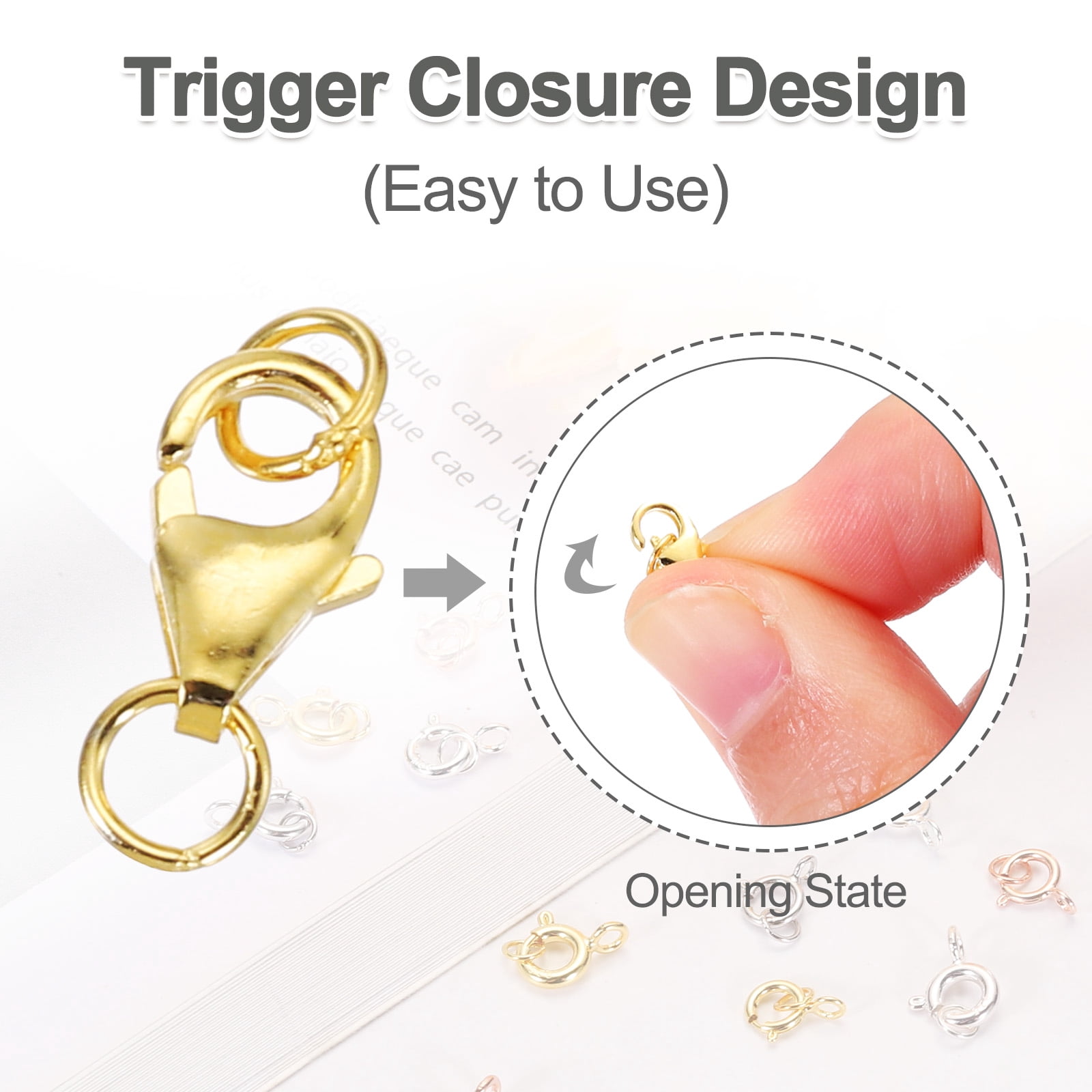 8mm Lobster Clasp with Closed Jump Rings, 12 Set Lobster Claw Clasp, Gold Tone