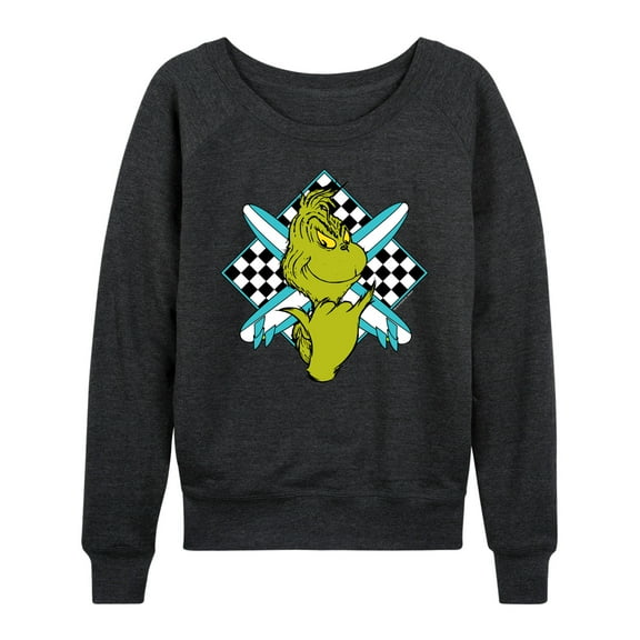 The Grinch - Crossed Surfboards - Women's Lightweight French Terry Long Sleeve Shirt