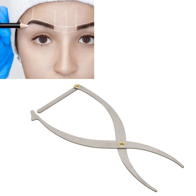 Eyebrow Stencil Ruler, Stainless Steel Eyebrow Makeup Ruler, Brow Caliper Measuring Tool for Microblading, 3 Point Positioning Permanent Eyebrow Makeup Measuring Symmetrical Tool