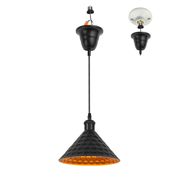 Kiven Farmhouse Pendant Light with E26 Screw-in Adapter, Exposed Ceiling Light to Pendant, Converts Bulb Socket to Pendant Light, Adjustable Height Renter-friendly Pendant Lighting TB2776BG