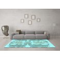 thumbnail image 3 of Ahgly Company Indoor Round Abstract Light Blue Modern Area Rugs, 4' Round, 3 of 4
