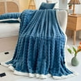 thumbnail image 5 of Cozy Fleece Throw Blanket, Soft Warm Fluffy Cream Solid Color Blanket, Striped Decorative Couch Blanket for Home, Travel, Gifting, 5 of 6