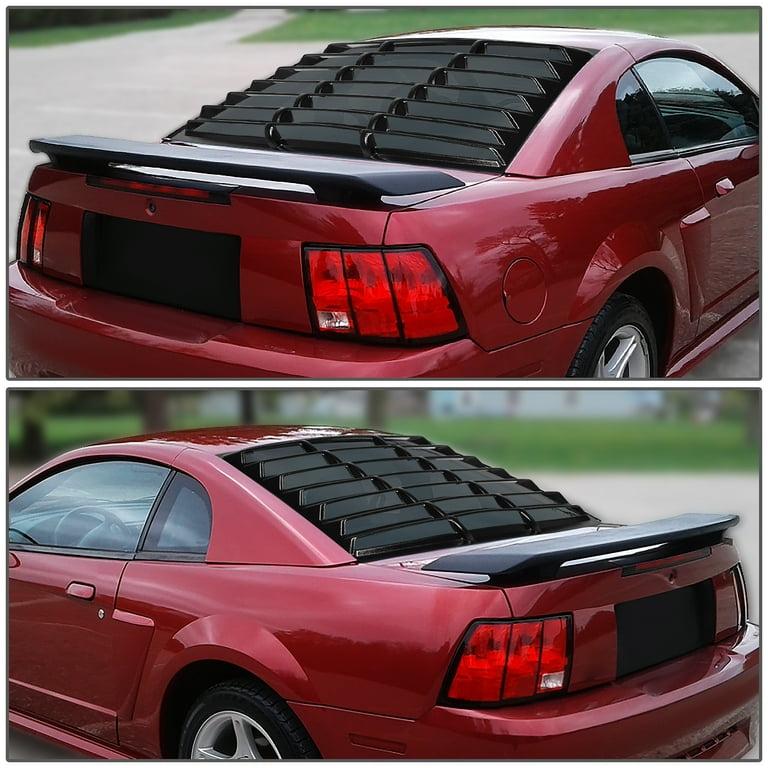 DNA Motoring WINL 009 For 1994 to 2004 Ford Mustang Coupe ABS Rear Window Vent Louver Style Windshield Sun Shade Cover Assembly 95 96 97 98 99 00 01
