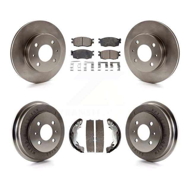 Transit Auto Front Rear Disc Brake Rotors Semi-Metallic Pads and Drum Kit for Car 2006 Hyundai Accent Hatchback To 09 30 05 K8F-103301