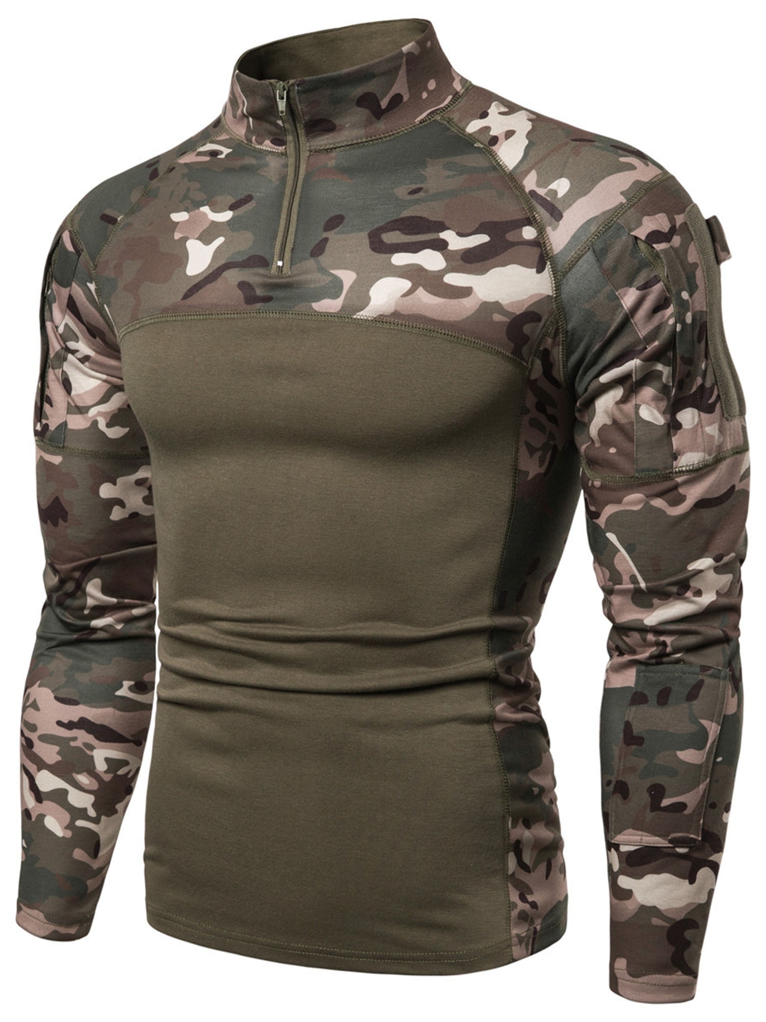 Slim Fit Camo Long Sleeve Blouse Tops 