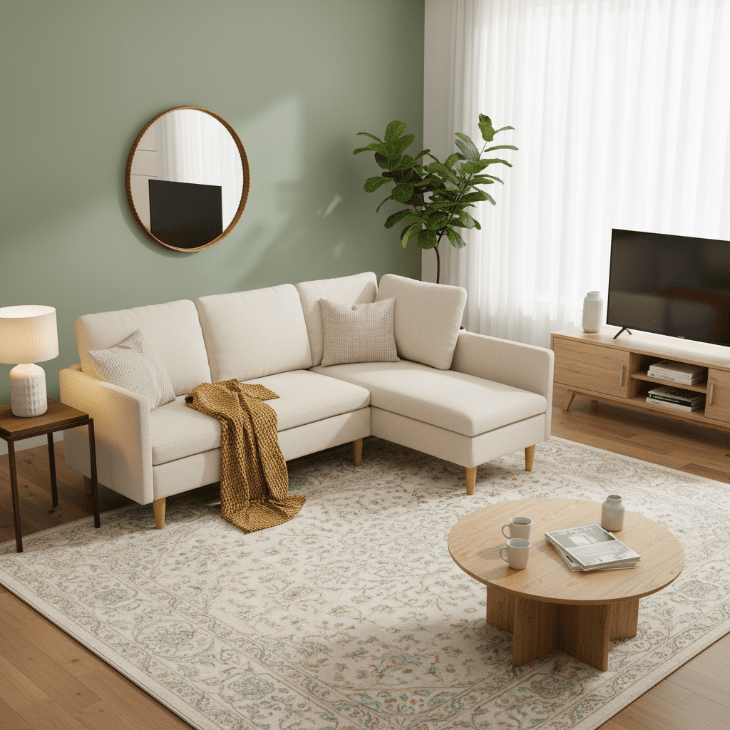 Aiho 79.1" Sectional Couch, L-Shaped Modular Sofa Bed with Deep Seat & Soft Seat Cushions, Convertible Sofa Bed for Living Room, Apartment, Beige