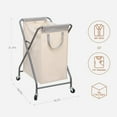 thumbnail image 2 of Collapsible Laundry Hamper with Wheels, Rolling Laundry Basket, Heavy Duty Cloth Sorter with Removable Bag, Folding X Frame Clothes Organizer Cart for Easy to Store, 1 Section, 2 of 6
