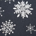 thumbnail image 4 of 16.5" Charcoal Gray and White Embroidered Snowflakes Square Throw Pillow, 4 of 5