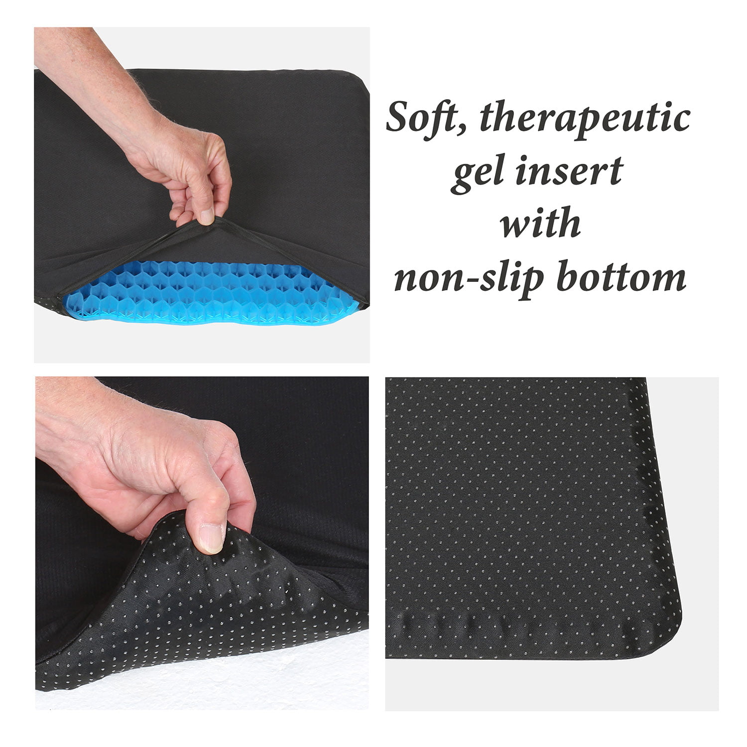 SUPPORT PLUS Gel Seat Cushion for Tailbone Sciatica Pain Relief, Washable  Cover 