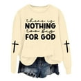 thumbnail image 5 of AWZXDE Women's Casual Solid Color Letter Print Round Neck Pullover Sweatshirt - Comfy Loose Fit Alternative for Everyday Wear Beige,XL, 5 of 5
