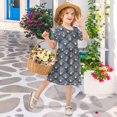 thumbnail image 4 of FORMRS Girls Short Sleeve Dress Summer Casual Round Neck A-line Beach Sundress, Sizes 2T-8T, Elegance Art Pattern, 4 of 8