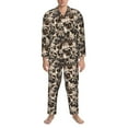 thumbnail image 3 of Fotbe Pug Pijama de Hombre con Estampado de Manga Larga, Conjunto de 2 Piezas, Ropa de Dormir Suave y Cómoda con Bolsillos-Small, 3 of 7