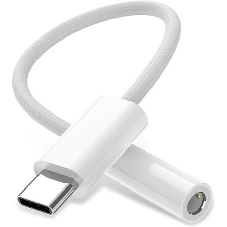 USB C to 3.5mm Audio Adapter Headphone Jack Adapter for iPhone 16/15 Pro Max/Pro/Plus, iPad Headphone Adapter USB C to Aux Audio Dongle Cable Cord for Galaxy S24 S23 Ultra/Pixel 9 - White