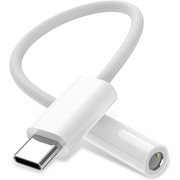 USB C to 3.5mm Audio Adapter Headphone Jack Adapter for iPhone 16/15 Pro Max/Pro/Plus, iPad Headphone Adapter USB C to Aux Audio Dongle Cable Cord for Galaxy S24 S23 Ultra/Pixel 9 - White
