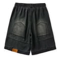 thumbnail image 4 of Jean Shorts for Men Summer Casual Elastic Waist Blue Washed Lightweight Straight Leg Denim Shorts with Pockets, 4 of 4