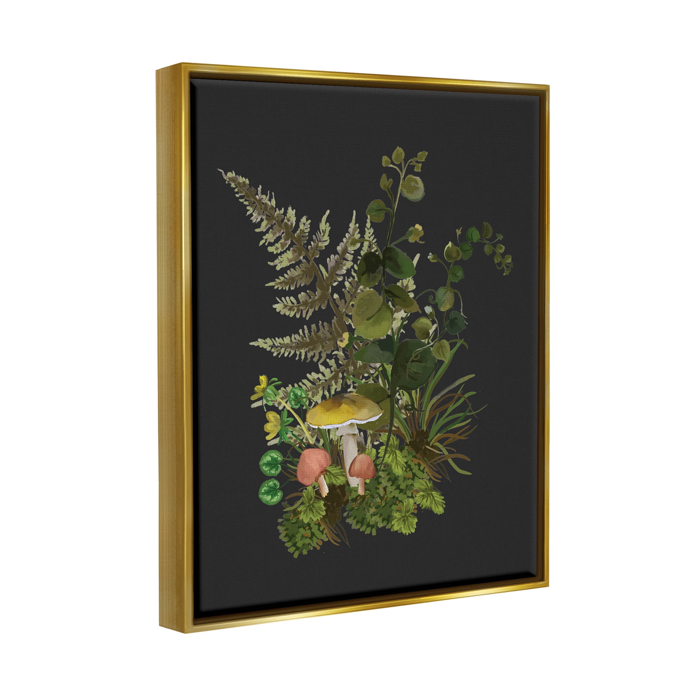 Forest Herbs Sprouting Nature Botanical & Floral Graphic Art Metallic Gold Framed Art Print Wall Art