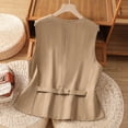 thumbnail image 5 of Casual Waistcoat for Women Loose Solid Color Button Up Vest V Neck Linen Blend Vests with Side Pockets Khaki M, 5 of 9