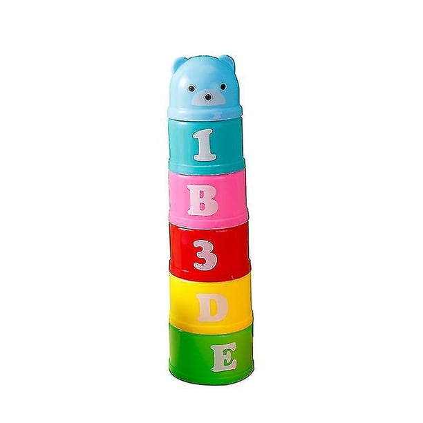 Vasos Apilables Educativos Con Números Y Letras – Set De 9 Piezas De Colores Para Bebés – Juguete De Construcción Y Anidamiento Sin BPA
