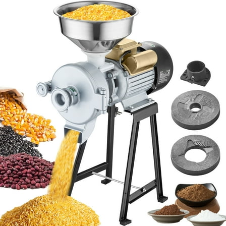 KFFKFF Heavy Duty Commercial 3000W Electric Grain Mill Grinder Feed Pulverizer Machine Dry & Wet Grinder