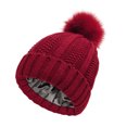 thumbnail image 1 of Transemion Accessoires à la Mode Bonnets d'Hiver Doublés en Satin Taille Unique Tuque d'Hiver Rouge Vin, 1 of 6