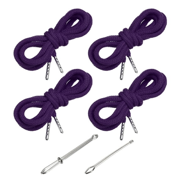 Uxcell 51 Inch Drawstring Cords, 4pcs Replacement Draw Strings with 2pcs Easy Threaders for Shorts Pants Jackets Coats Sweatpants Hoodie, Deep Purple