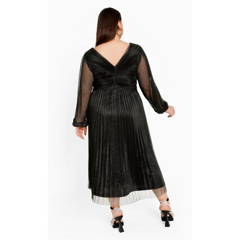 Avenue Women's Plus Size Pleated Plisse Dress - Black - 20