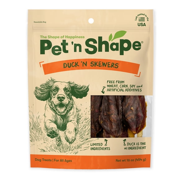 Pet 'n Shape Chik 'n Skewers – Natural Duck Wrapped Rawhide Chew Dog Treats - 1 Pound