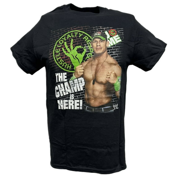 John Cena Champ Is Here WWE Neon Mens Black T-shirt