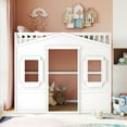 thumbnail image 3 of Harper & Bright Designs Full Size House Loft Bed with Window and Door, Solid Wood Playhouse Loft Bed Frame with Full Length Guardrail, White, 3 of 14
