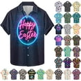 thumbnail image 1 of VBTAPA Mens Spring Shirts Happy Easter Day Rabbit Eggs Print Button Down Shirt Short Sleeve Hawaiian Beach Party Tops Big Sales Today Multicolor XXXL, 1 of 6