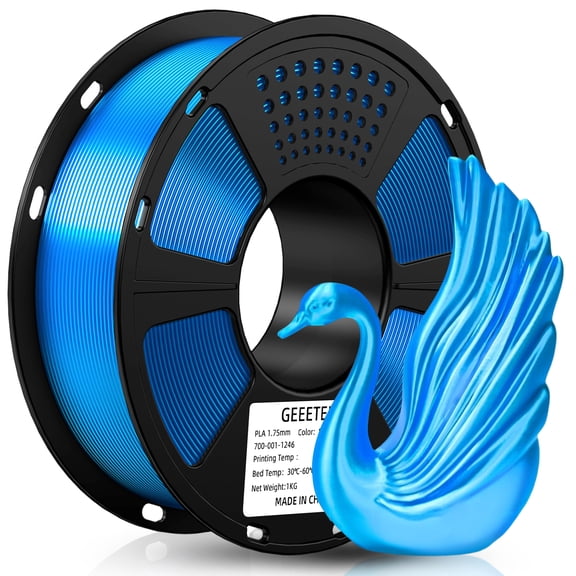 Geeetech 3D Printer PLA Filament Silk Sky Blue Toughness Enhanced Filament with 1.75mm Dimensional Accuracy /-0.03mm, 1080 Feet per Roll, Vacuum Packaging for Most 3D FDM Printer